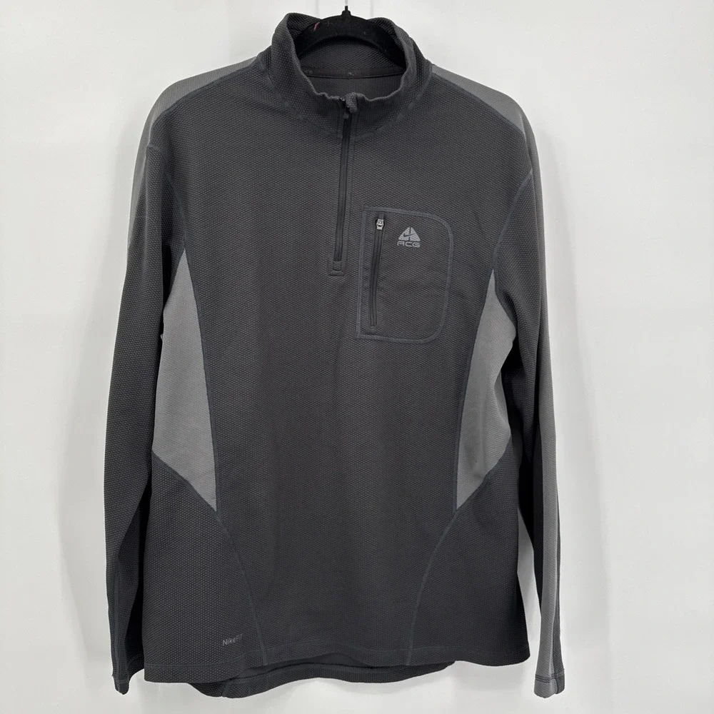 Nike ACG VTG Sweater Mens Large Gray‎  Lightweight 1/4 Zip Pullover Outdoor